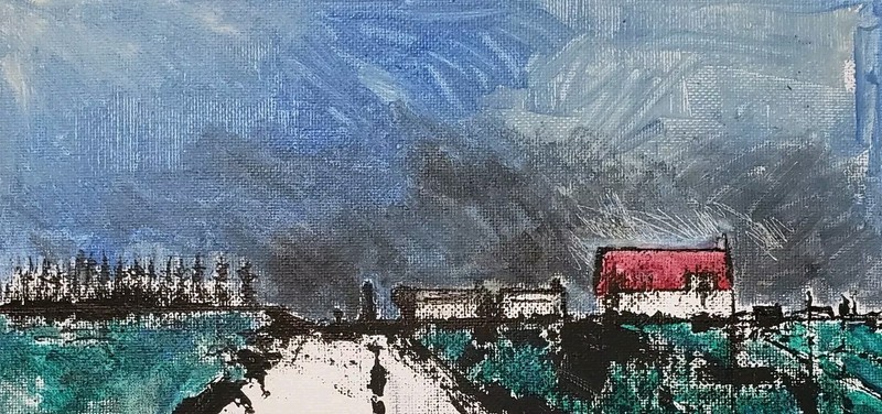 No.631 Original Abstract Modern Minimal Landscape Painting By K.A.Davis gallery