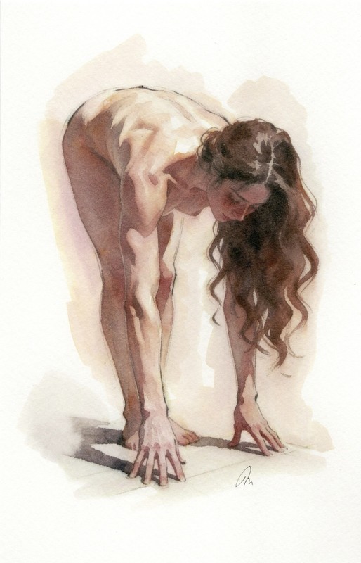 Original Female Figure Portrait Classical Painting 5.5×8.5 Book page