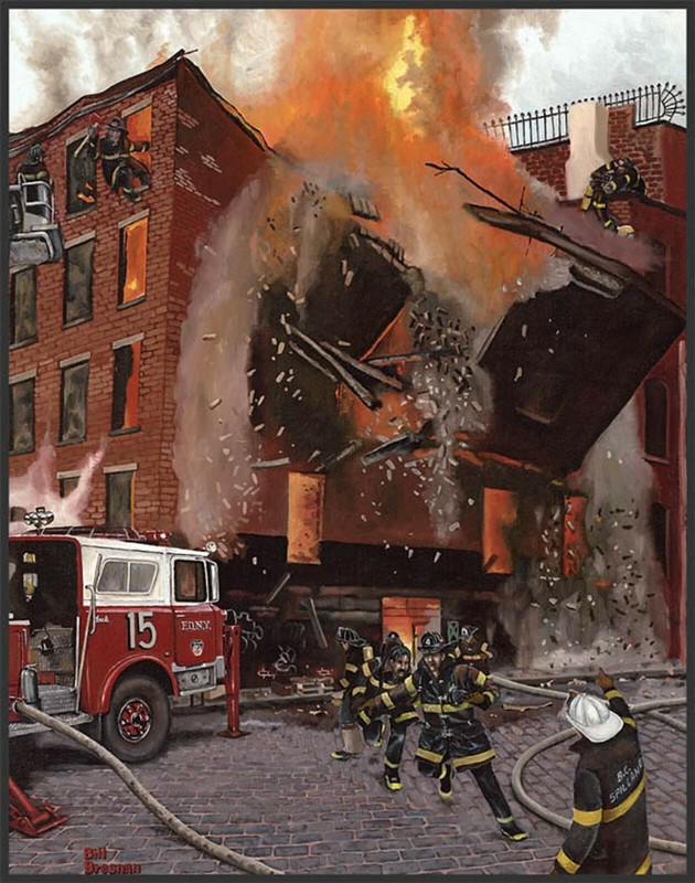 NY Firefighter Scene – «The Peck Slip Collapse» – By Bill Bresnan