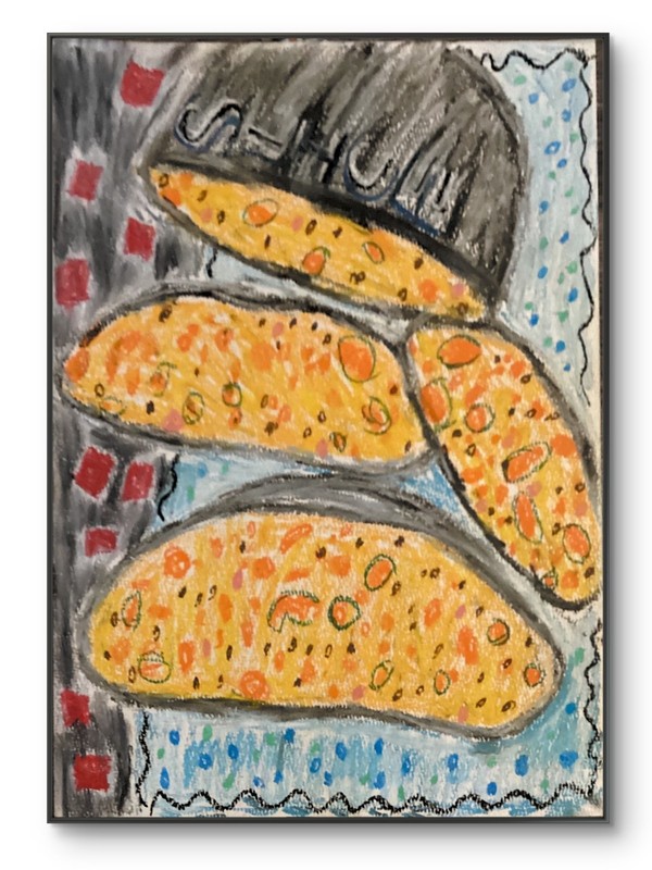 Urban Bread Textured Food Kitchen OOAK Composition Art 11×14 Paper