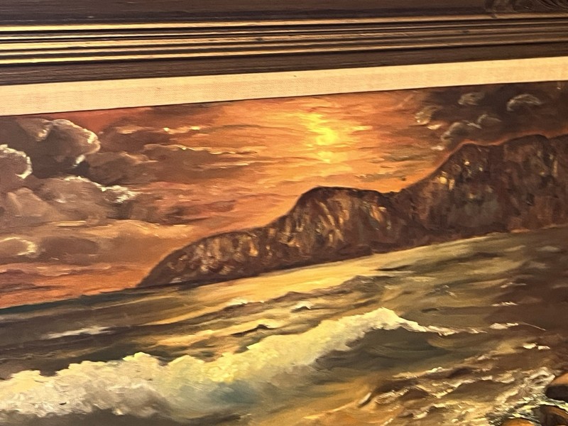 Beautiful Oil Painting Waves Of Gold In Solid Frame 38 X 23 SEE MEASUREMENTS gallery