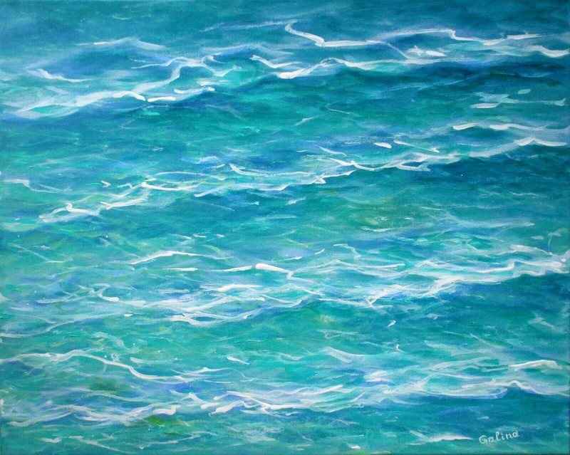 Ocean Waves – original abstract vibrant acrylic painting on canvas by Galina
