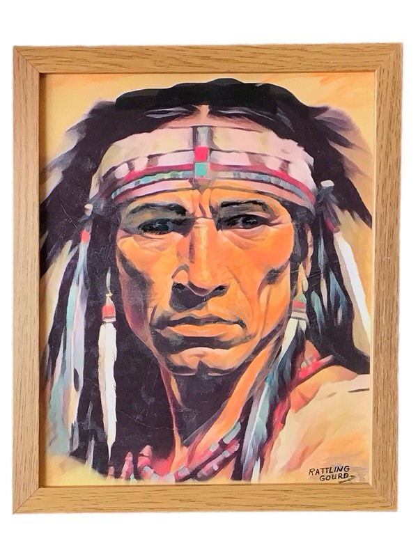 Painting Native American Indian Warrior 8x10 MODERN WESTERN FRAMED PRINT gallery
