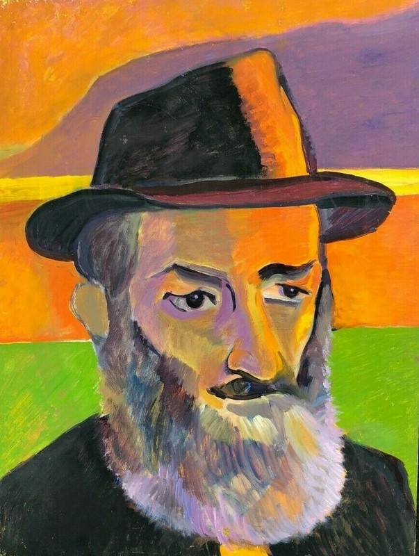 Man with Beard Fauvist/Expressionist Oil Painting-1960/70s-I.L. Winarsky