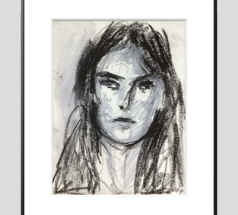 PDQ Artist Original Figurative Woman Impressionist Realism Art Charcoal Drawings