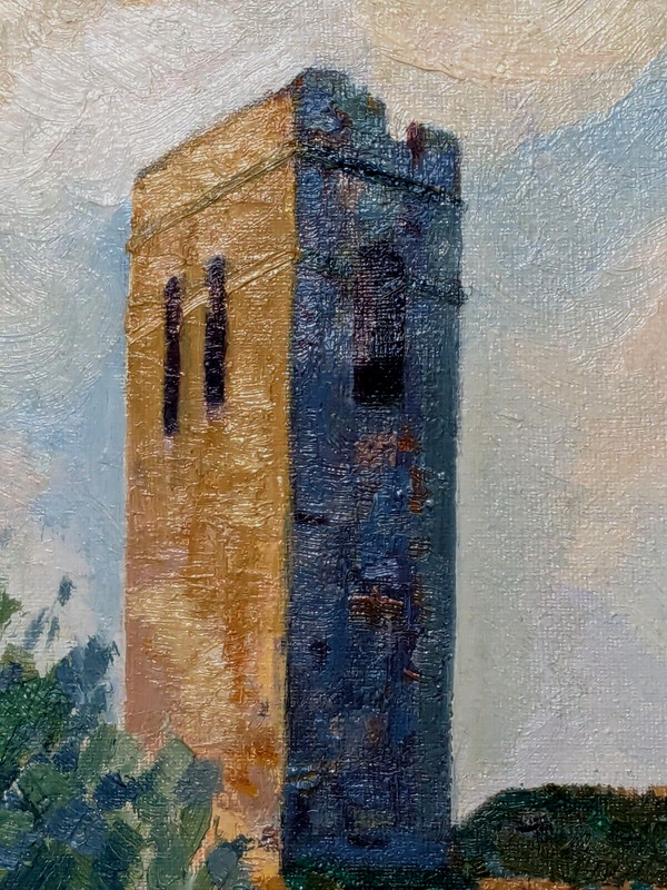 Vintage 1989 Signed Bertran Original oil painting Castellar Vell Spain 13x18 in gallery