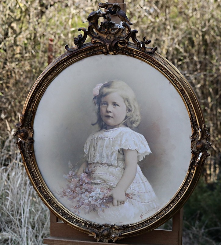 K. Hof-Photograph Berlin Signed Emil Bieber Portrait of a Girl Painting (OOAK)