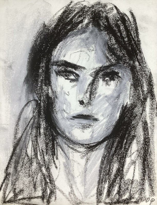 PDQ Artist Original Figurative Woman Impressionist Realism Art Charcoal Drawings gallery