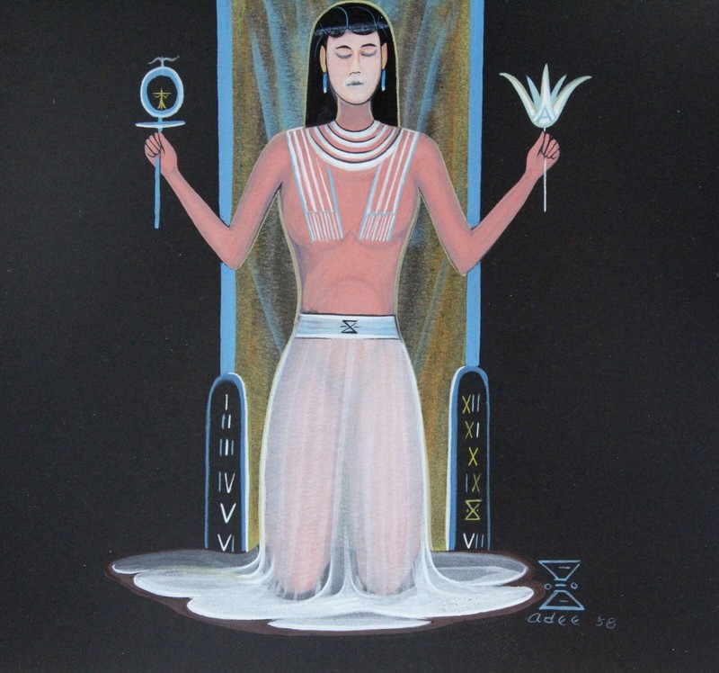 Adee Dodge 1958 Original Painting Native American Navajo Creation Woman Portrait gallery
