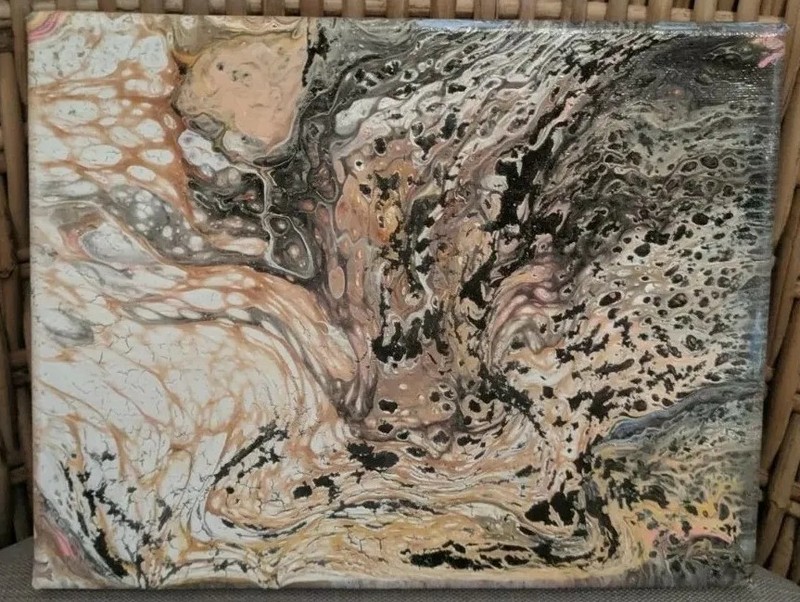 Studio Artists ORIGINAL Painting Fluid Art Pour On Canvas 8x10 Signed Acrylic gallery