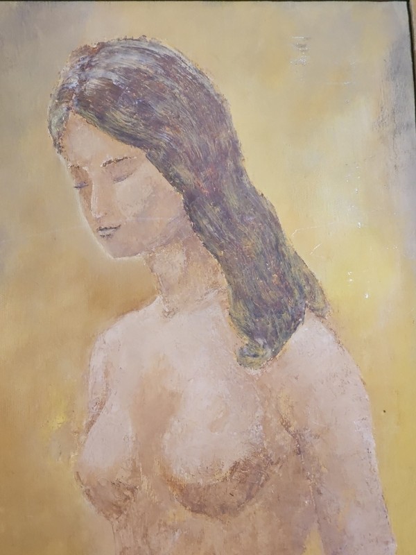 Nude Female Framed Portrait Impressionistic Style 18x21 Artist Unknown gallery