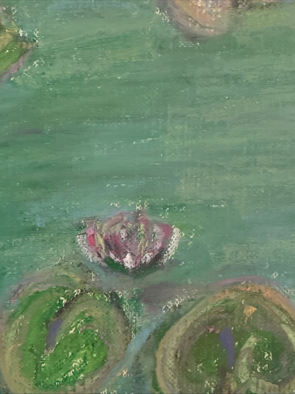 Lilly Pond Oil Pastel On Canvas Paper ,Original art, 9x12 Inch gallery