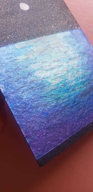 aceo art card original signed 2.5x3.5 seascape night full moon ocean clouds gallery