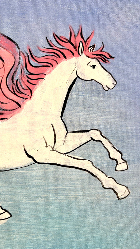 Pegasus Flying Original Acrylic Painting Whimsical Fantasy Art 11x14 Sienna Gold gallery