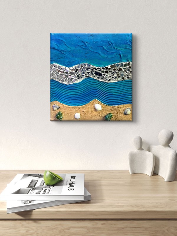 Mixed Media Abstract Painting Original 12x12 3D Textured Acrylic Pour Wall Art gallery
