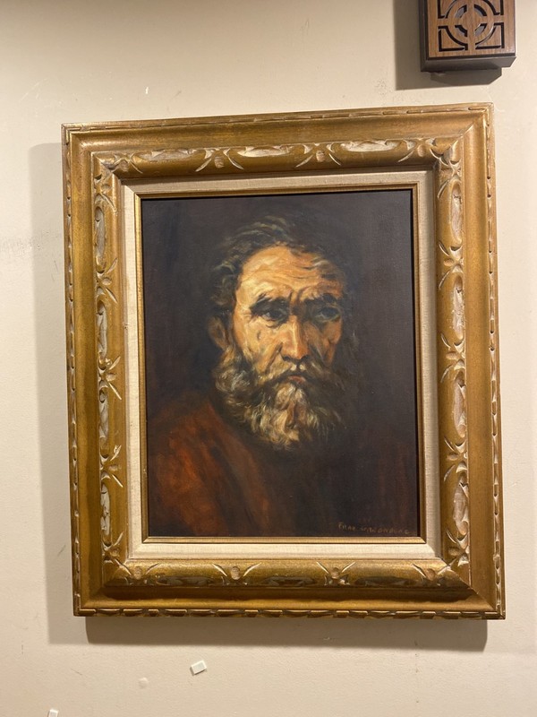 PORTRAIT by FRAN GREENBERG, ORIGINAL ON CANVAS, SIGNED, MATTED & FRAMED