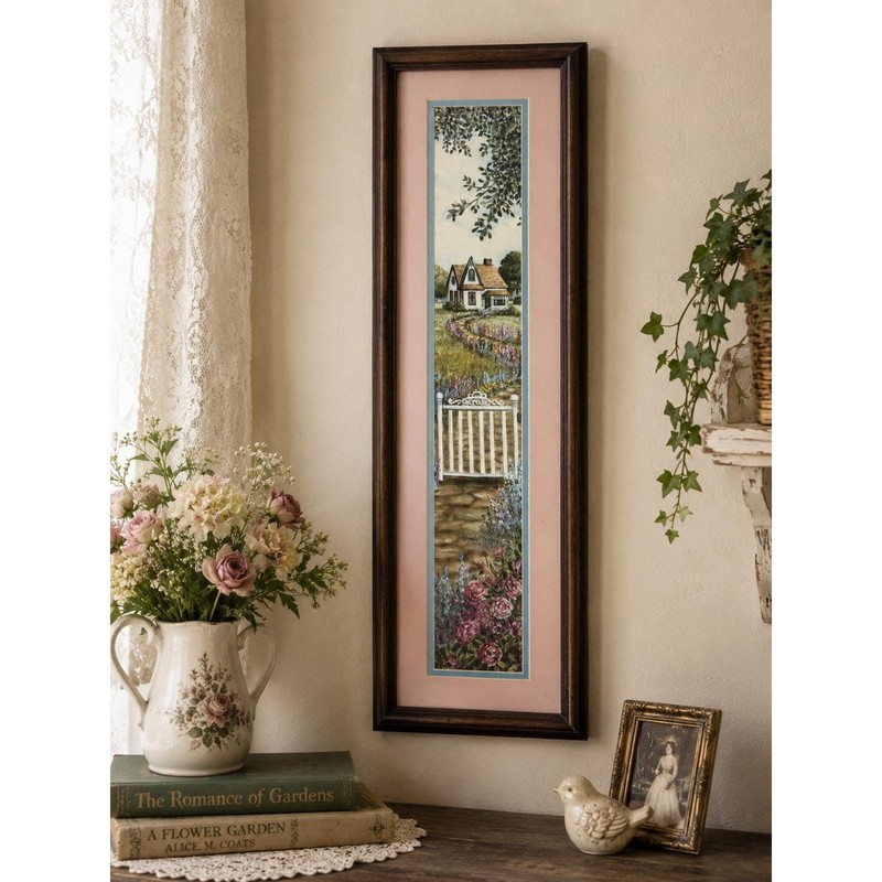Vintage Glynda Turley Cottage Print | Romantic Garden Wall Art, 1989