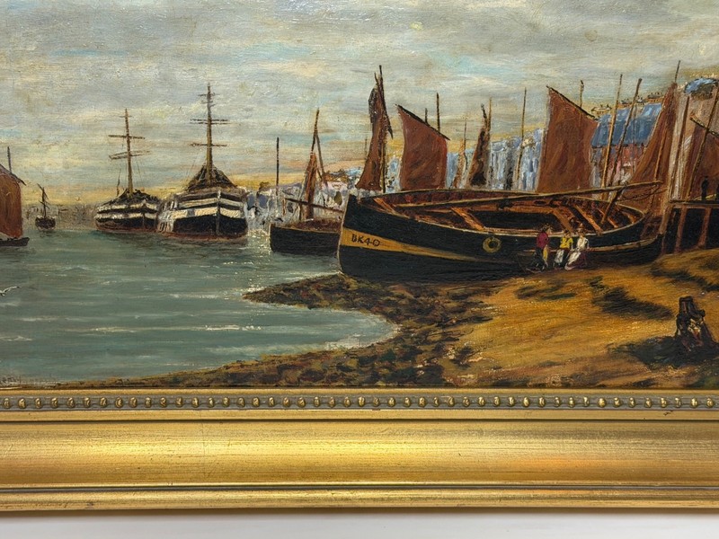 Painting North Shields Harbour The Old Low Light Manner of Bernard Benedict Hemy gallery