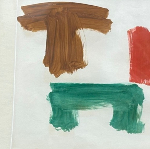 Orange,Green, Brown Imaginary Landscape Oil Painting-Robert Kulicke-1950s gallery