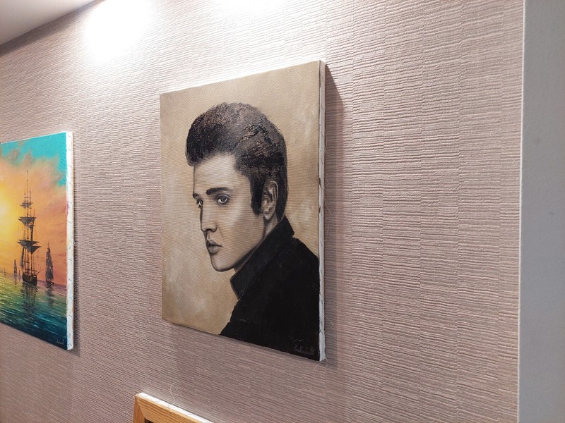 Elvis Presley Original Oil Painting on Canvas. Elvis King Of Rock and Roll Art gallery