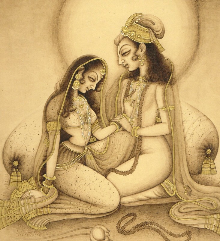 Handmade Radha Krishna Painting Of Indian Love Scene Art On Paper 8x12 Inches gallery