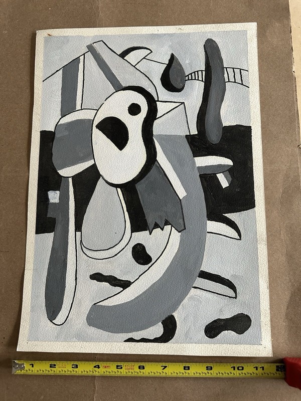 Vintage Oil Painting Surrealism Modernism Abstract Edward F Dratz Westport Conn