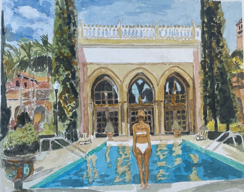 Boca Raton, FL, Boca Raton Club / Orig. W/C / 12"H xc 16"W / Mimi Davis, Artist gallery