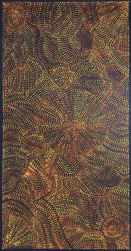 Joy Purvis Petyarre ,Authentic Aboriginal Art, Size; 120 x 60cm Bush Yam Seeds