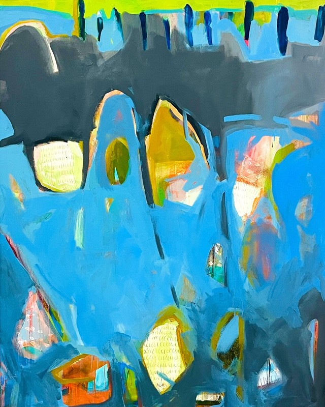 Large Vertical Abstract expressionist painting, signed by artist,60 x 48 in