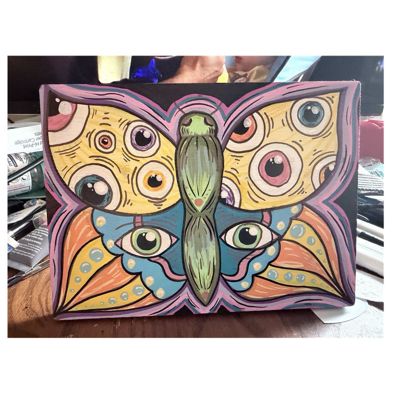 Abstract Butterfly with Eyes Acrylic Painting XxAshleyDesignsxX