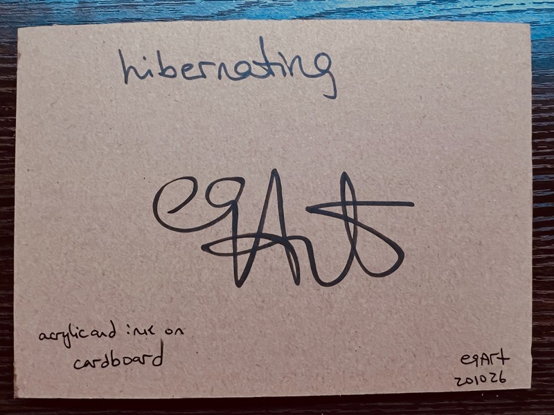 e9Art 7x5 'i'd rather be hibernating' childlike outsider art brut primitive naif gallery