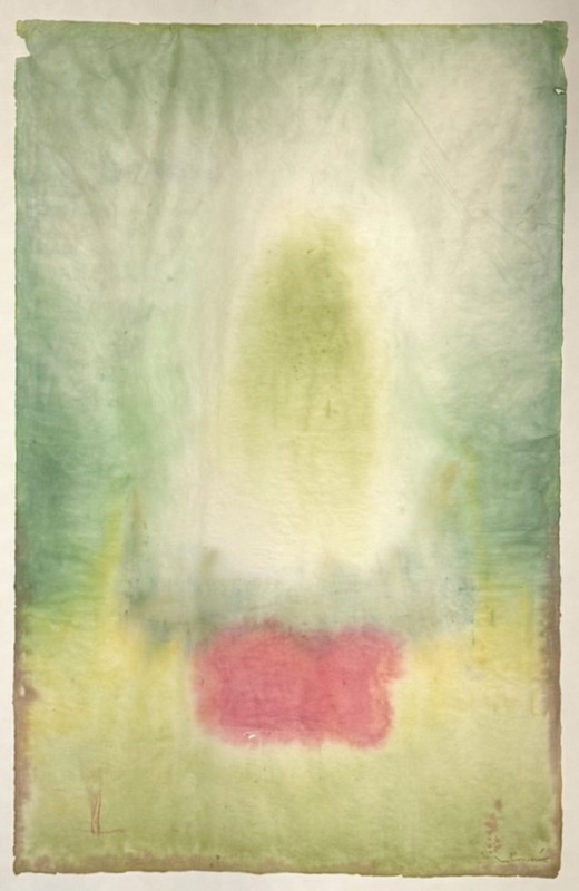 LEO RABKIN UNTITLED 1960 UNIQUE SIGNED LARGE WATERCOLOR ON MULBERRY PAPER gallery