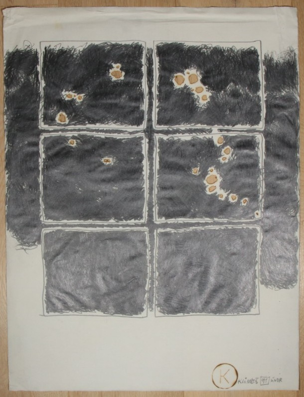 Svatopluk KLIMES u' Nor 1991 mixed media + fire painting painting Česká malování