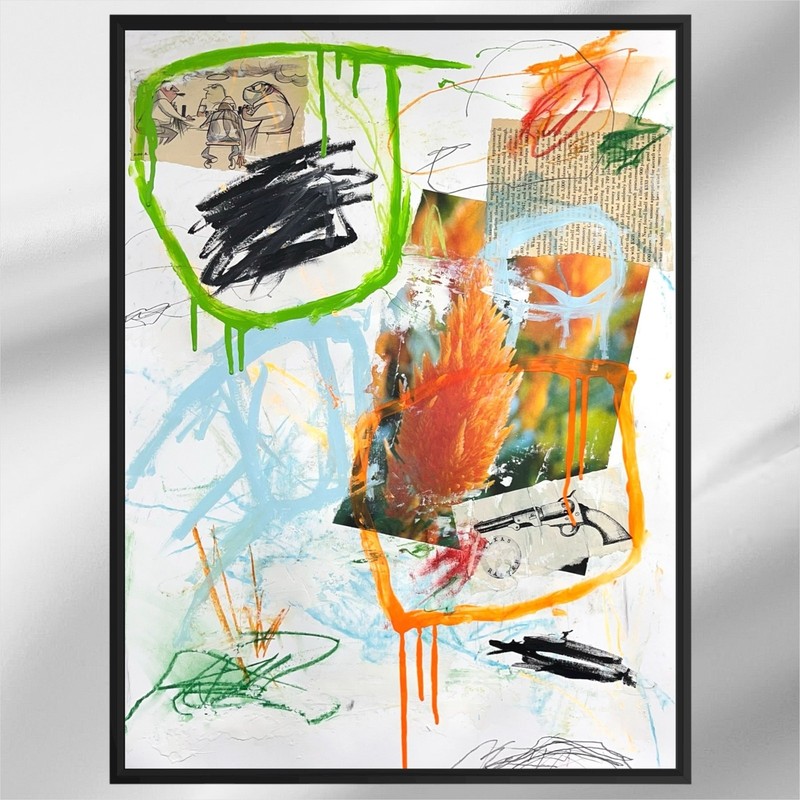 Original Mixed Media Abstract Modern Art Painting 18×24 «Calefactory» Signed