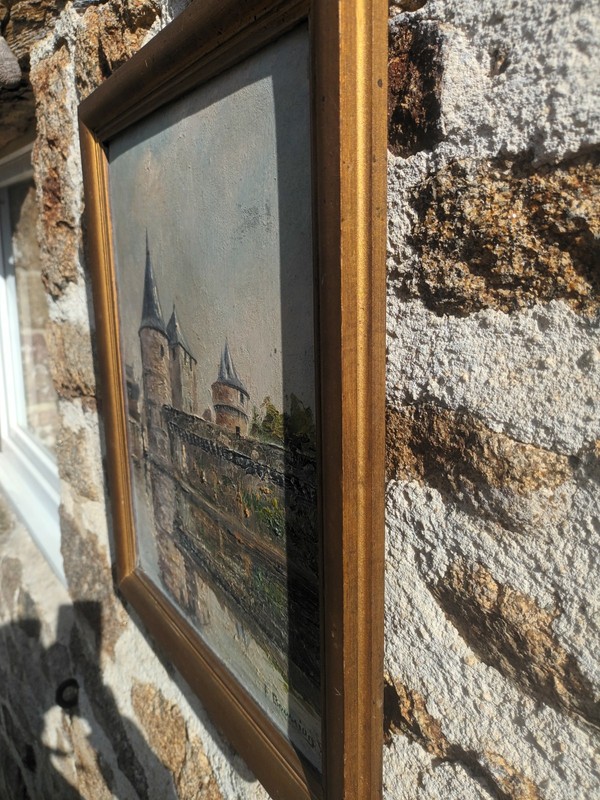 signed F Boussion French chateau oil on board 32 x 40 cm gallery