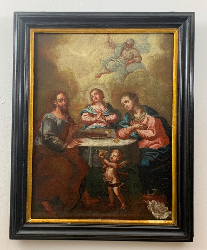 Antikes Ölbild Gemälde Christus Maria u. Martha wohl 18. Jh. aus Nachlass gallery