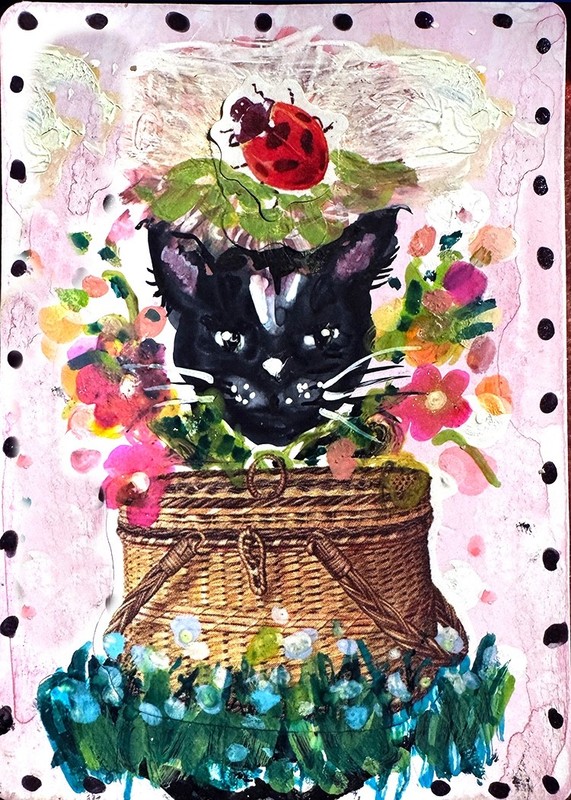 ACEO Original Art. Cat Paintings. Whimsical Cats