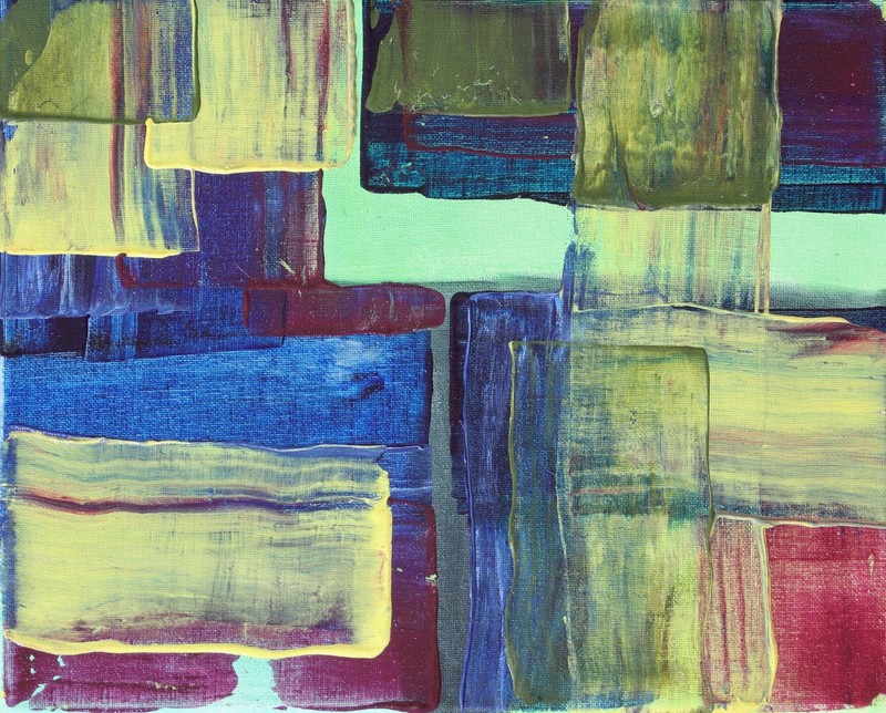 ShawNshawN Original painting – abstract yellow blue red green 11×14 art