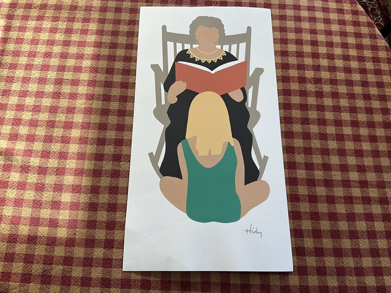 Grandmother Reading Lance Hidy 1980’s Hand Printed and Pencil signed Poster