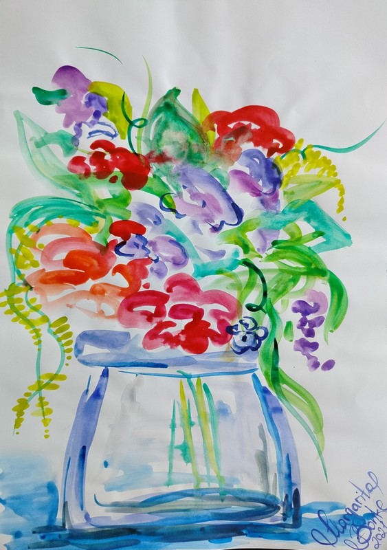 Drawing A3 Painting Margarita Topura Bonke Contemporary Art Flowers Flower Vase
