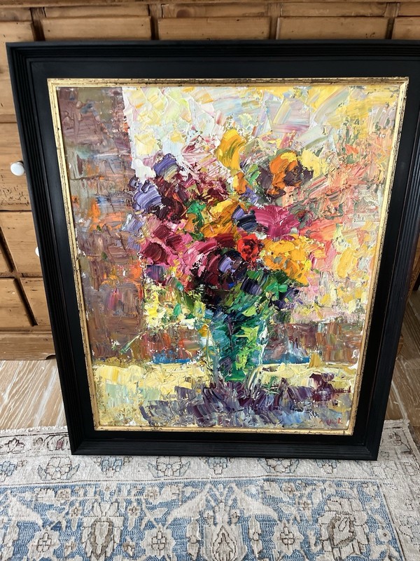 Michael Clark «Floral Expressions» Signed Oil Painting