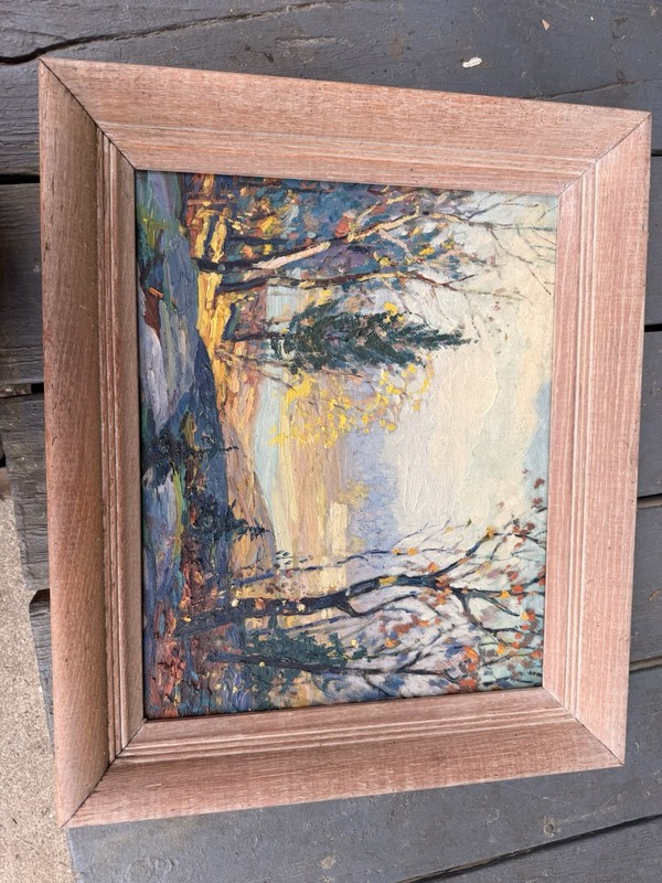 Signed Chas St Pierre Original Oil Painting Autumn Forest Landscape 17x20 456L gallery