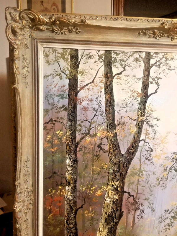 BEAUTIFUL Lg WOODLAND LANDSCAPE O/C TEXTURED PAINTING 3D VON VALLOW AMAZING WORK gallery