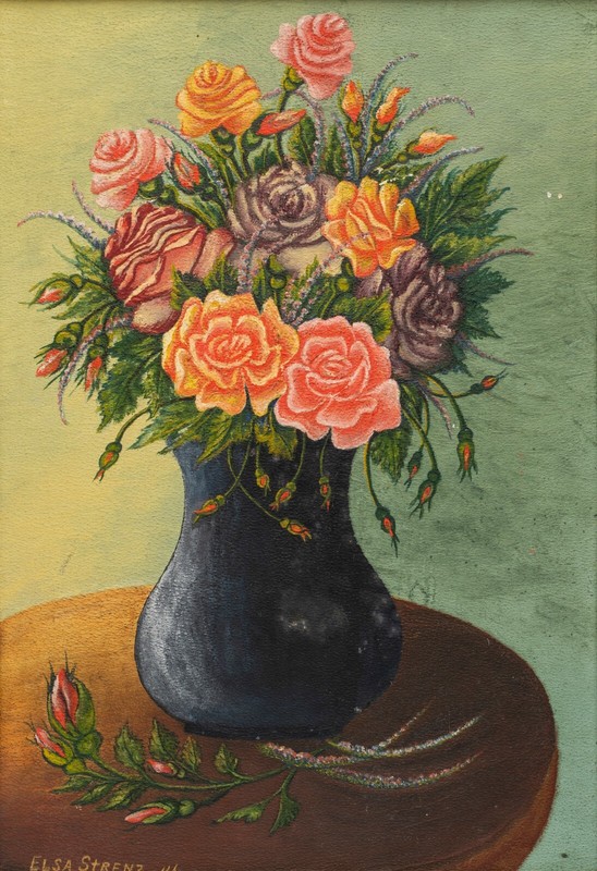 Vintage 1946 Expressionist Floral Still Life of Flowers, Elsa Strenz (1888-1989) gallery