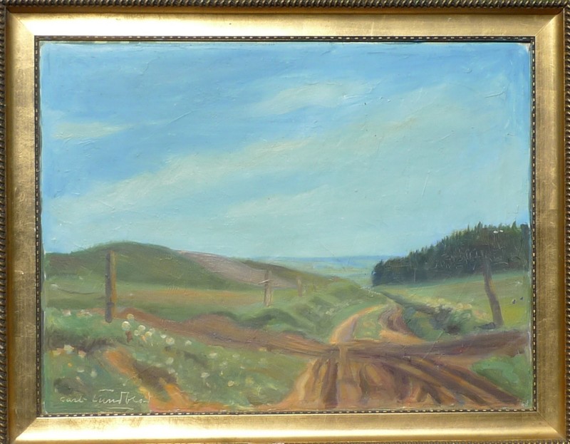 Impressionist – Wide Summer Landscape on the Coast – Oil Painting around 1920