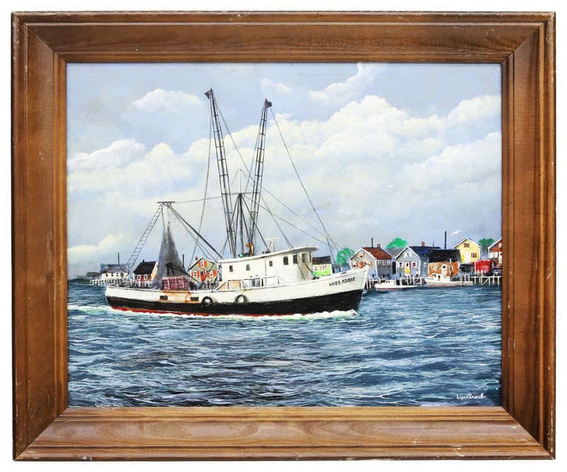 Herbert Weintraub (American, 1934-2019) Miss Addie in Har, Oil on Board Painting