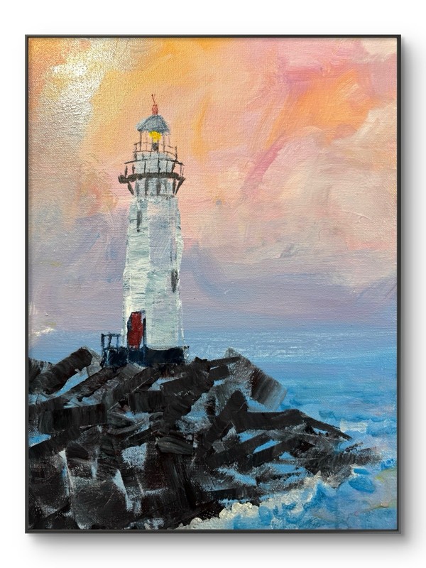 SAMATOWIC Original 11x14Abstract Light House Landscape Handmade Signed Art 254