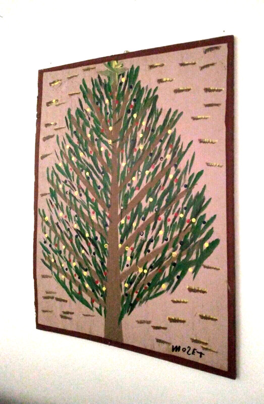 Mose Tolliver Folk Art Christmas Tree Original Painting on Board gallery
