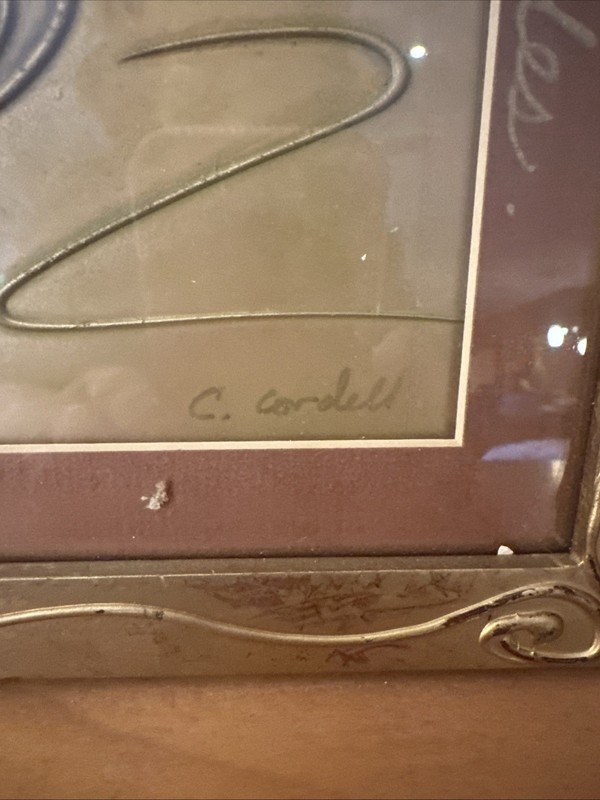 Framed metallic relief painting by artist C. Cordell 15 1/2” x 12 1/2” gallery