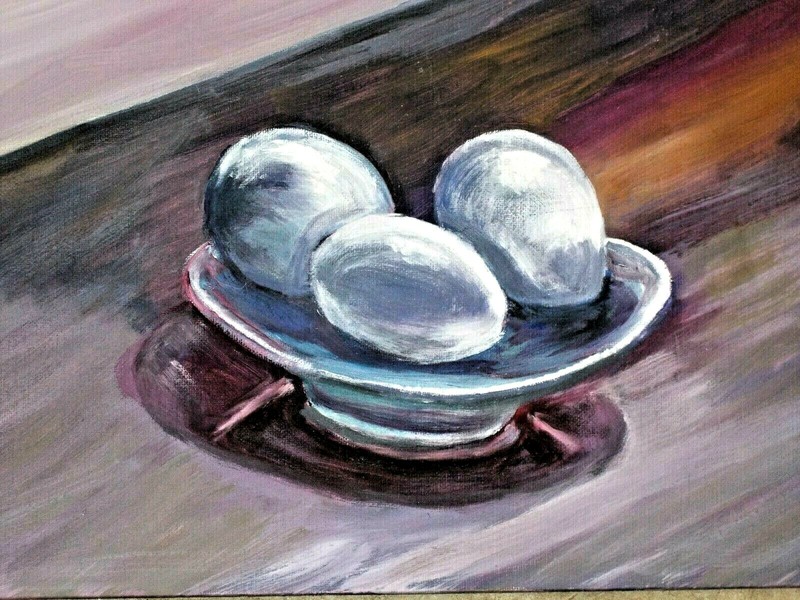 New, «Egg-Cellent» oil painting 11″x14″, great wall decor and gifting